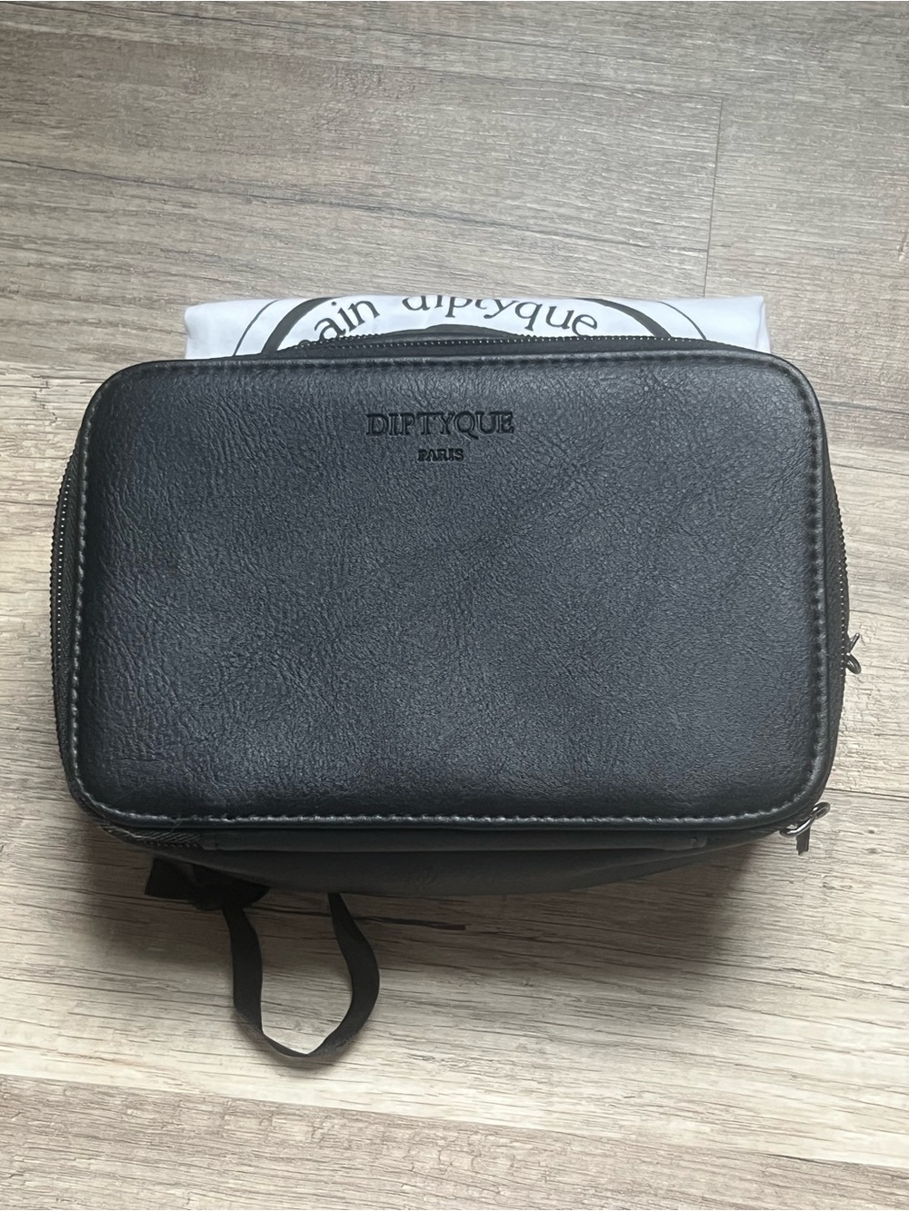 diptyque Black Leather Toiletry Pouch w/ dust bag